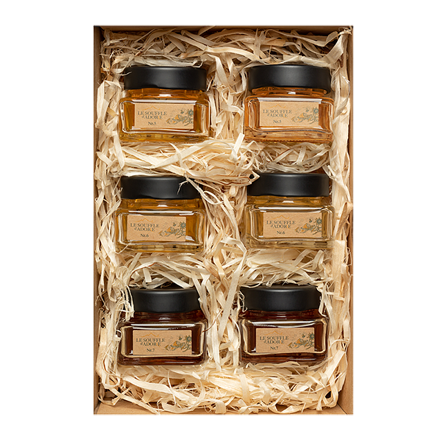 Six Flavor Honey Sample Box Set 1 - "ACACIA, LINDEN, ROSEMARY, BLOSSOM, WILDFLOWER, MOUNTAIN Sample Box"